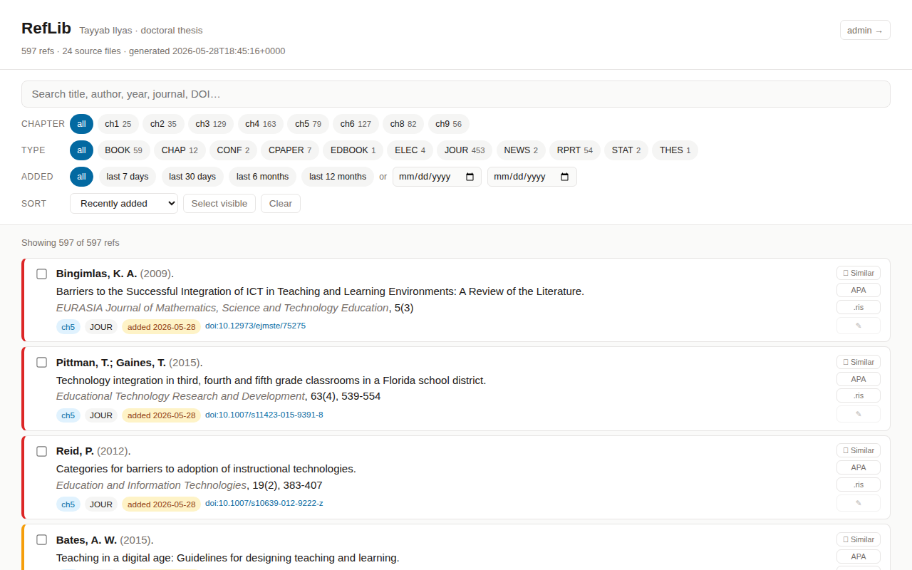 RefLib reference library interface